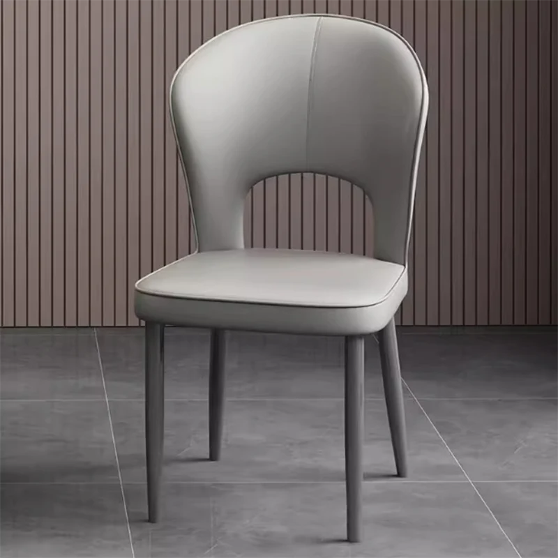 Contemporary Scandinavian Faux Nappa Leather Carbon Steel Dining Chair Backrest Armless For Dining Room