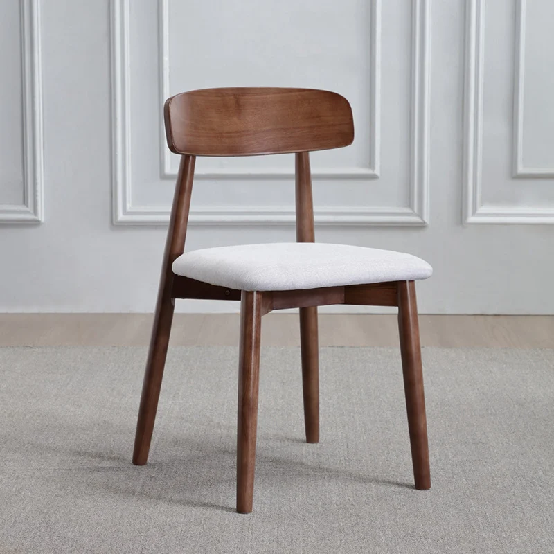 Modern Minimalist Square Rubberwood Frame Microfiber Leather Dining Chair Backrest For Dining Room