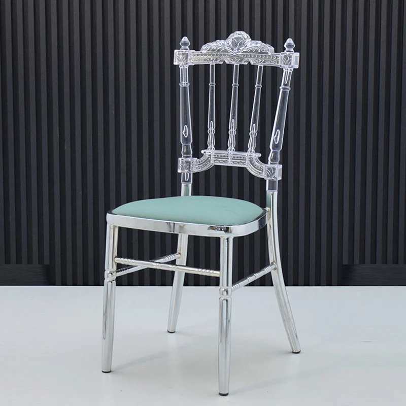 Traditional French Rectangular Round Resin PP PU Leather Dining Chair Backrest Armless For Dining Room