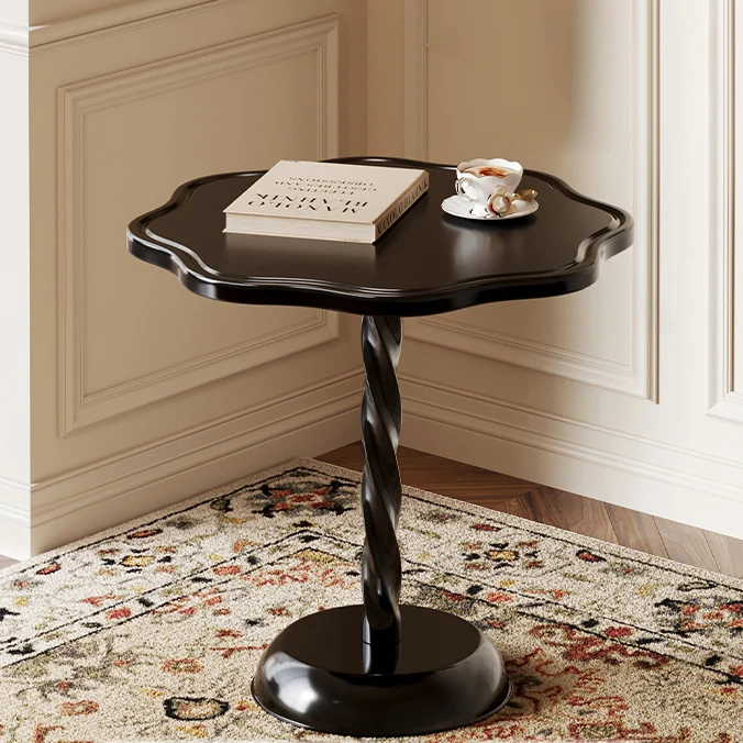 Modern Art Deco Petal Spiral Round PP End Table 1-Tier For Living Room