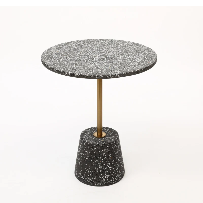 Contemporary Scandinavian Round Tapered Graphite Iron End Table 1-Tier For Living Room