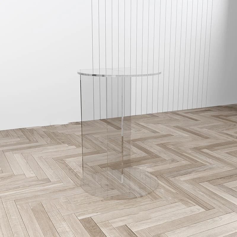 Modern Minimalist Half Round Rectangle Acrylic End Table 1-Tier For Living Room
