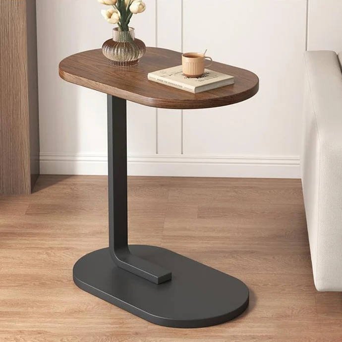 Modern Luxury Oval C MDF Iron End Table 1-Tier For Living Room