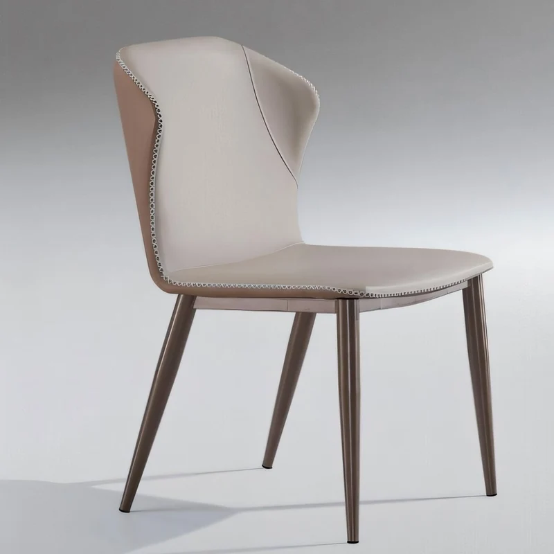 Contemporary Scandinavian Square Curved PU Leather Carbon Steel Dining Chair Backrest Armless For Dining Room