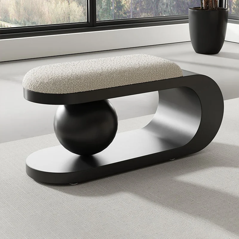 Contemporary Scandinavian Long Curve Orb Carbon Steel Sherpa Fabric Chair For Living Room