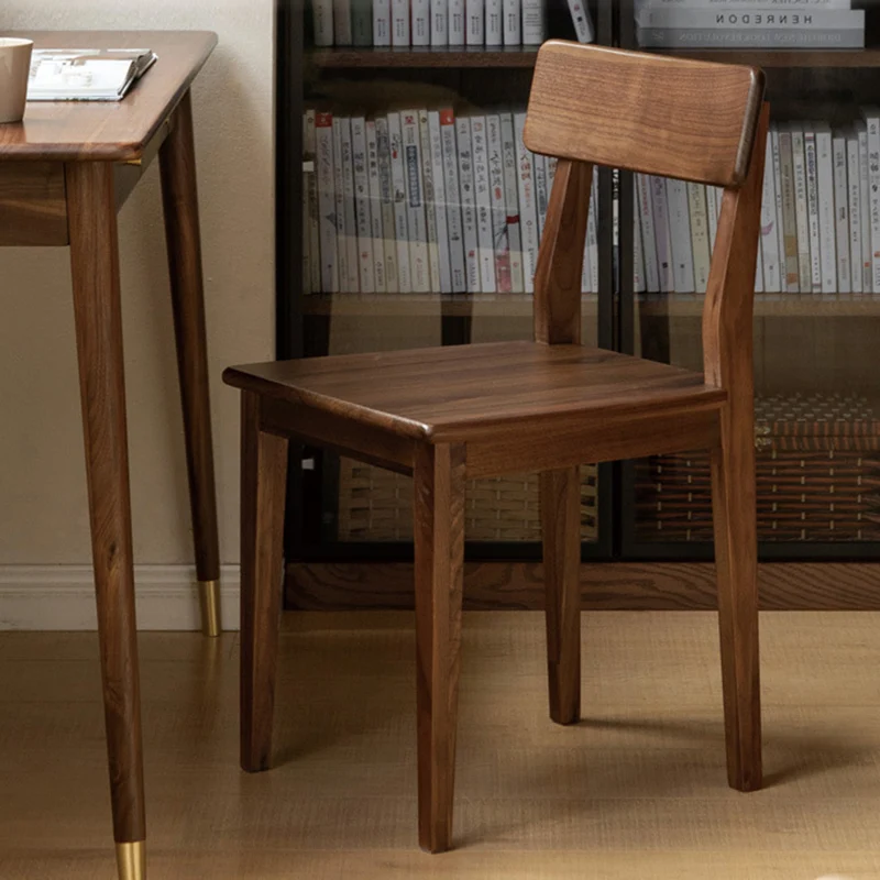 Traditional Vintage Square Rectangular Walnut Dining Chair Backrest For Dining Room
