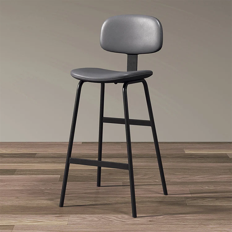 Contemporary Industrial Square PU Leather Iron Bar Stool Backrest For Dining Room