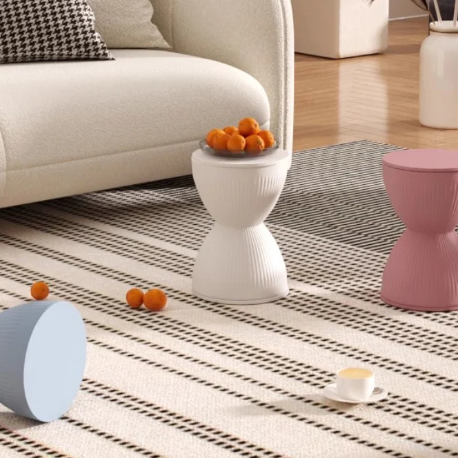 Modern Simplicity Hourglass Shape Stripe Round Plastic Chair For Living Room