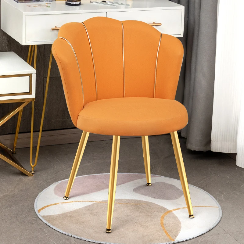 Modern Art Deco Petals Round Synthetic Fabric Solid Wood Vanity Chair Backrest For Bedroom