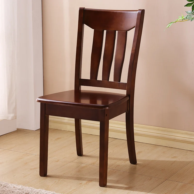 Traditional Chinese Square Parallel Rubberwood Dining Chair Backrest Armless For Dining Room