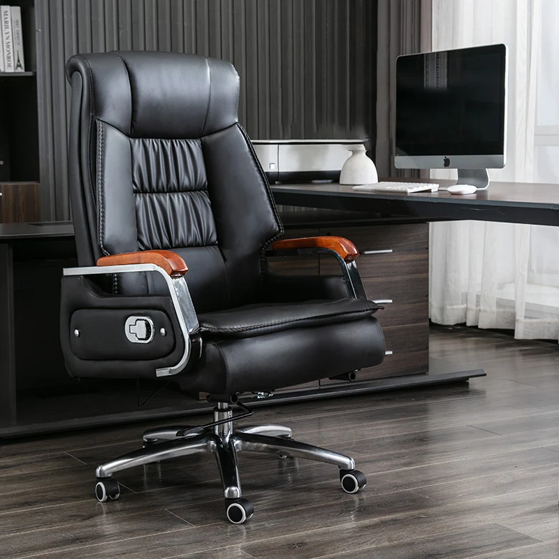 Contemporary Scandinavian Rectangular Aluminum Alloy Pine PU Leather Desk Chair Backrest Armrest Footrest For Home Office