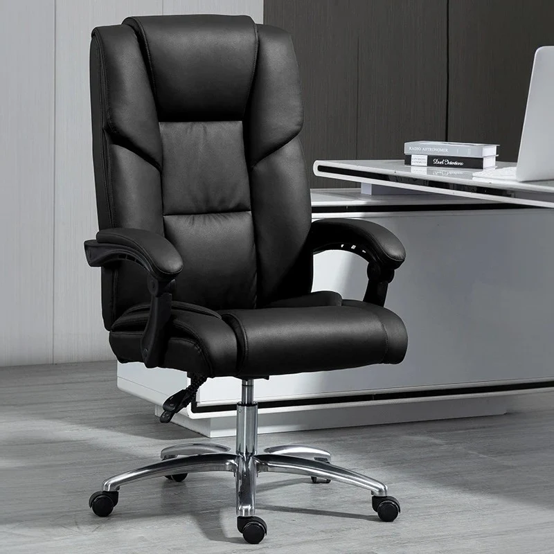 Contemporary Scandinavian Rectangular Aluminum Alloy Plastic Faux Leather Desk Chair Backrest Armrest Footrest For Home Office
