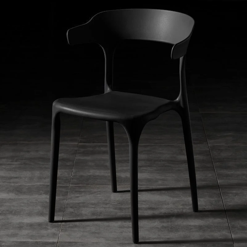 Contemporary Scandinavian Square Plastic Stackable Dining Chair Arc Backrest For Dining Room