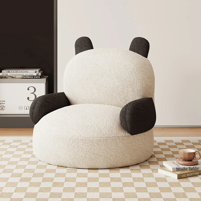 Contemporary Creative Cartoon Baby Panda Sherpa Fabric Accent Chair Backrest Armrest For Living Room