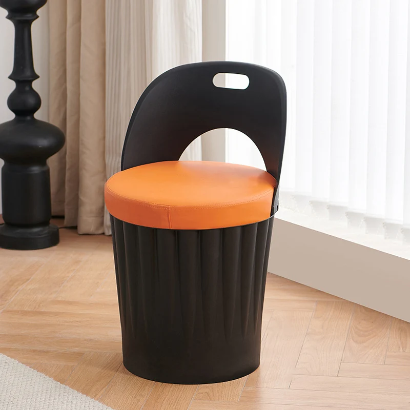 Contemporary Creative Bucket Storage PP PU Leather Dining Chair Backrest Armless For Dining Room