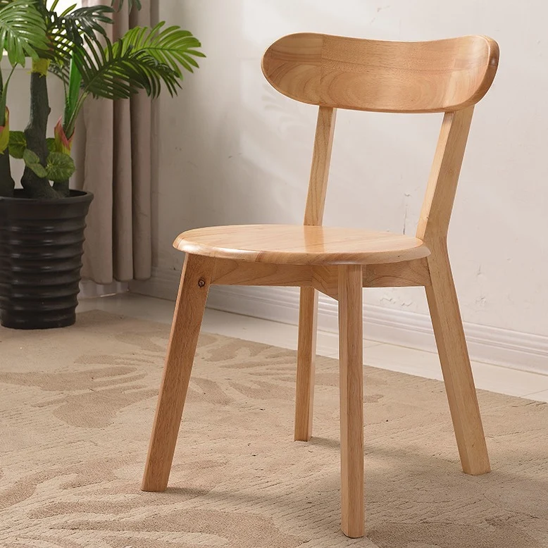 Contemporary Simplicity Rectangular Round Rubberwood Dining Chair Backrest Armless For Dining Room