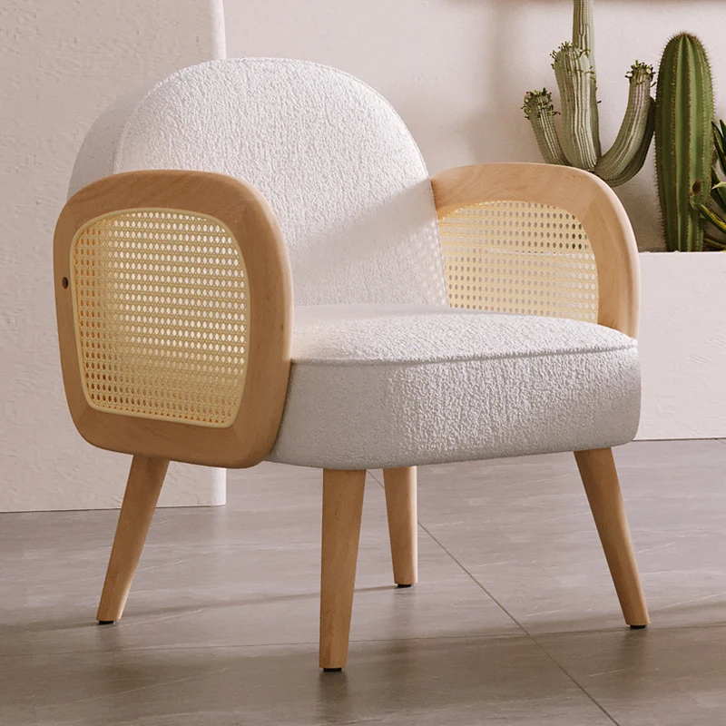 Contemporary Scandinavian Half Round Square Round Smooth Sherpa Fabric Faux Leather Solid Wood Accent Chair Backrest Armrest For Living Room