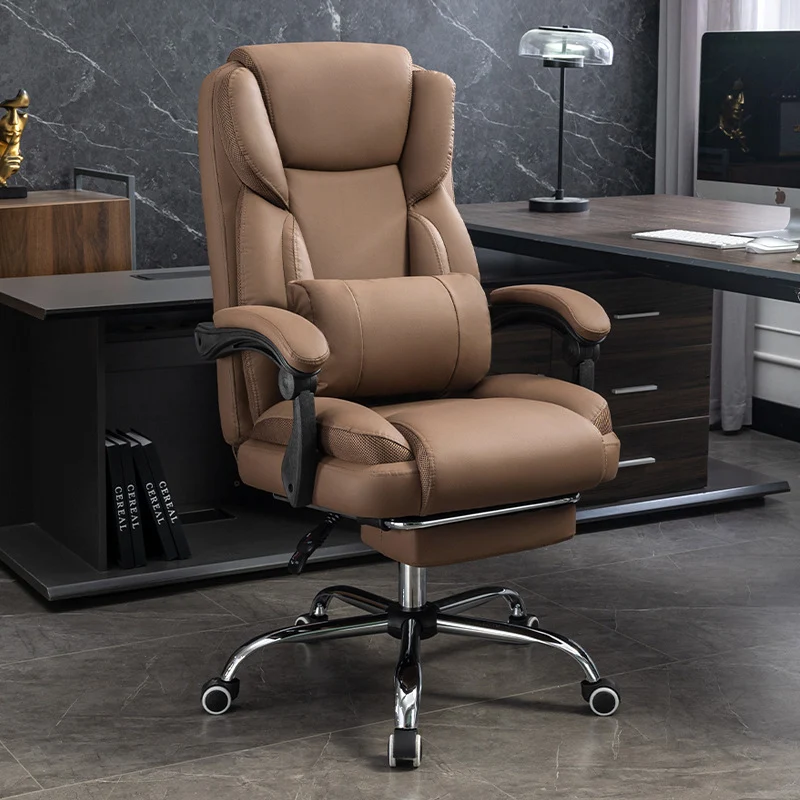 Contemporary Simplicity Faux Leather Steel Cotton Sponge Rectangular Desk Chair Backrest Armrest Footrest For Home Office