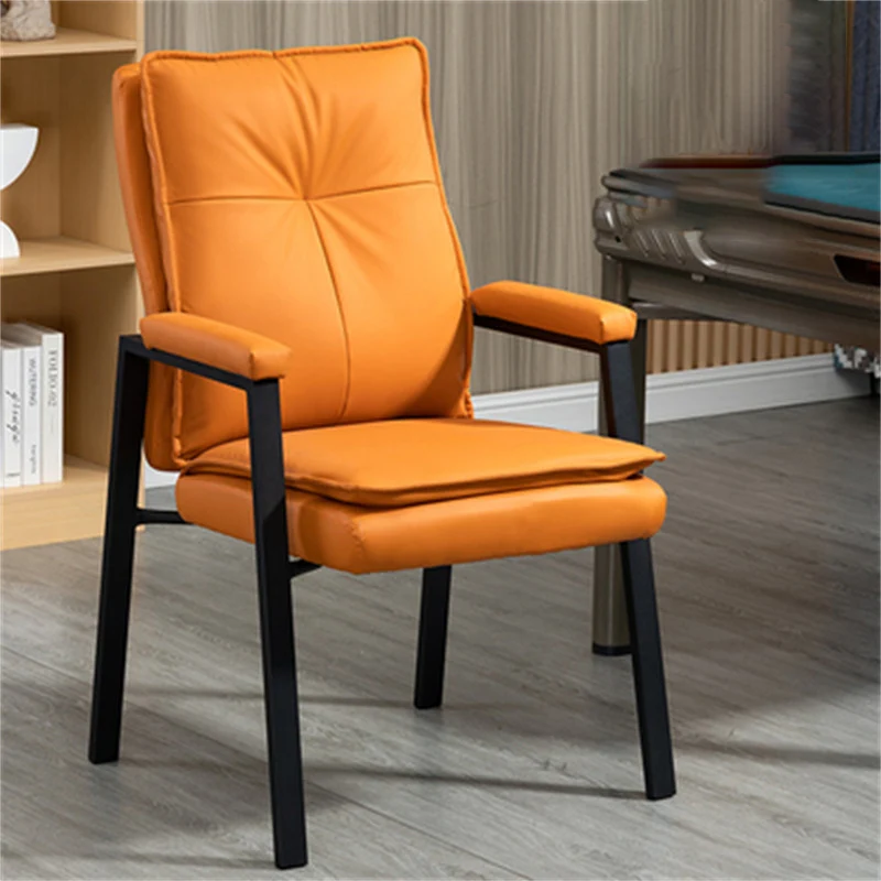 Modern Simplicity Faux Leather Carbon Steel Sponge Cotton Square Desk Chair Backrest Armrest For Study
