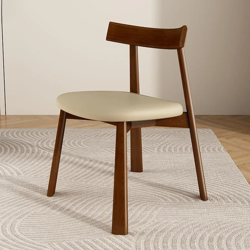 Contemporary Simplicity Square Faux Leather Upholstered Rubberwood Dining Chair Backrest For Dining Room