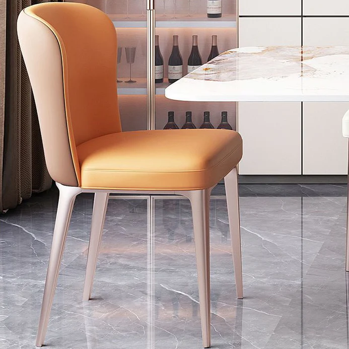 Contemporary Scandinavian Rectangular Backrest Faux Leather Carbon Steel Dining Chair Backrest For Dining Room