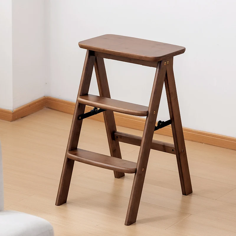 Contemporary Simplicity Ladder Foldable Bamboo Versatile Chair Backless Armless For Living Room