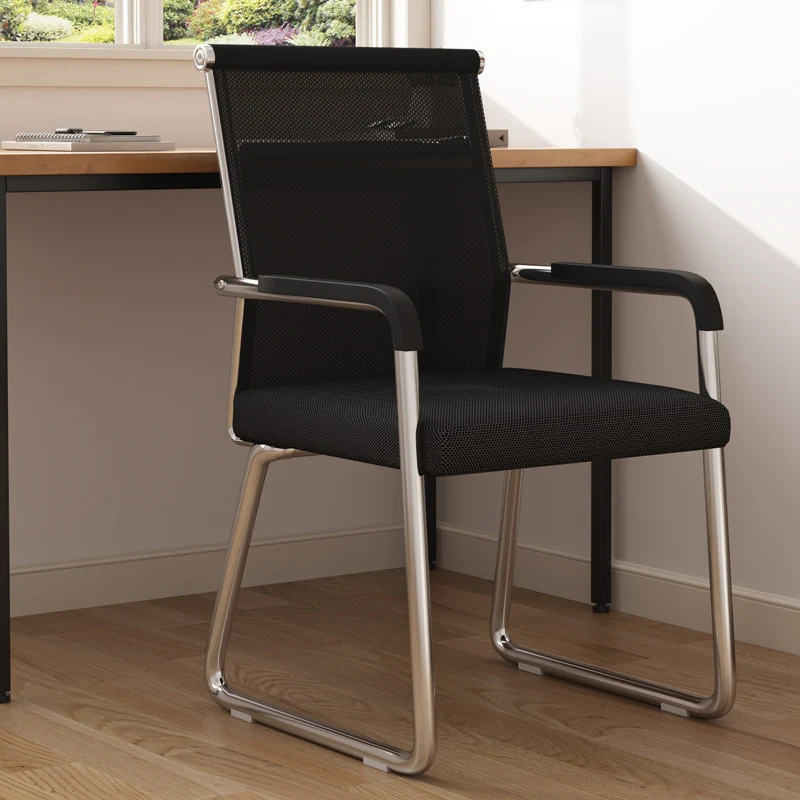 Modern Minimalist Rectangle Steel Mesh Desk Chair Backrest Armrest For Home Office