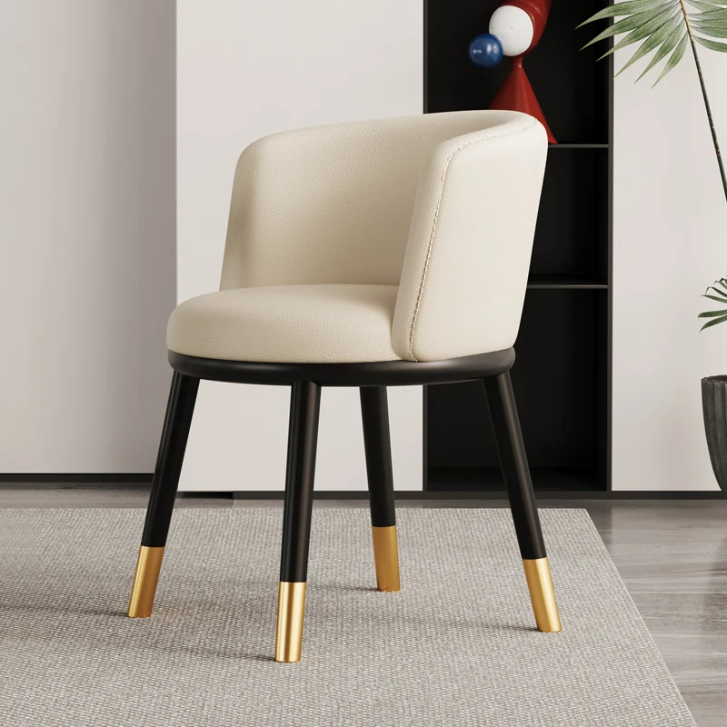 Modern Luxury Half Wrap Round PU Leather Synthetic Fabric Sisal Metal Dining Chair Backrest For Dining Room