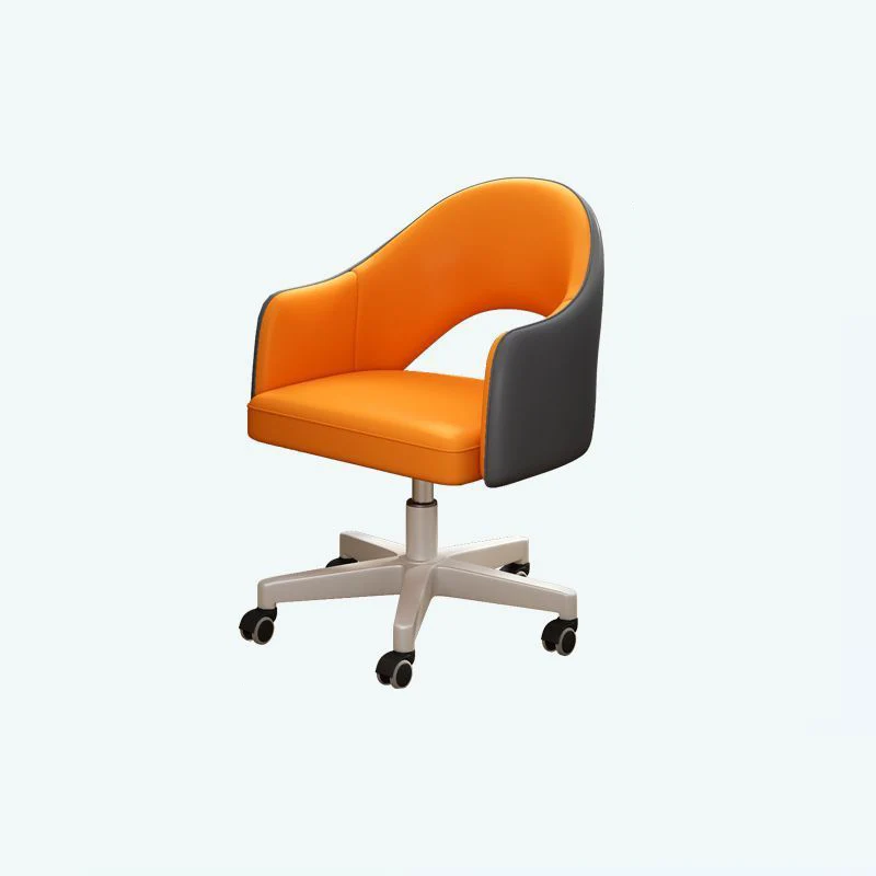 Modern Minimalist Microfiber Leather & Carbon Steel Square Cushion & Curved Backrest Desk Chair, Adjustable & Movable For Home Office