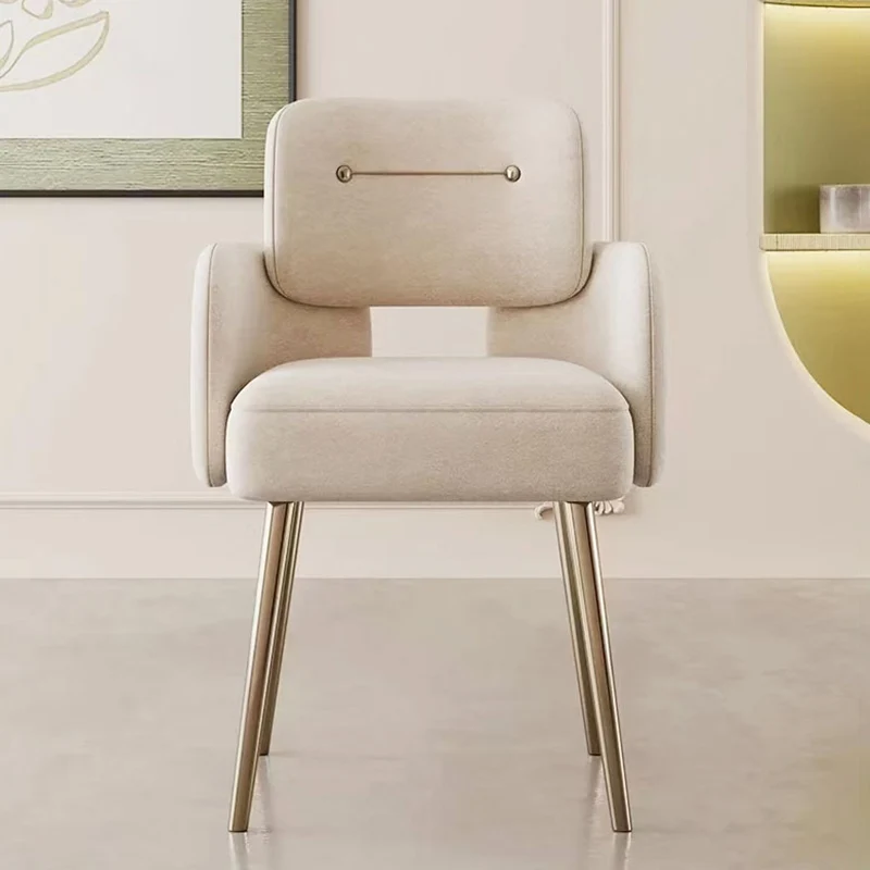 Modern Mid-century Semi-circular Cushion Velvet Sponge Stainless Steel Dining Chair Backrest Armrest For Dining Room