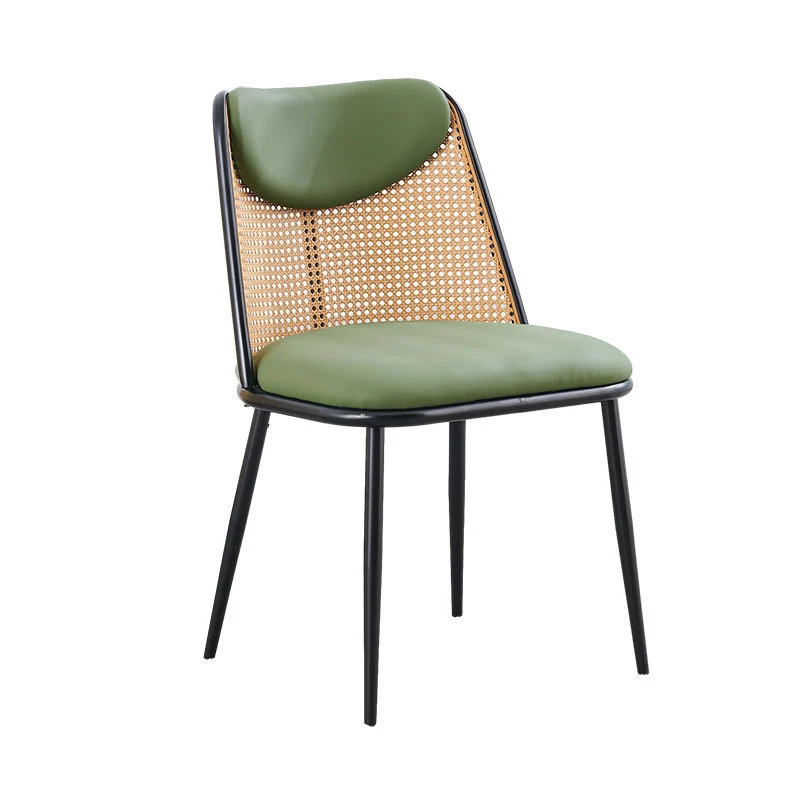 Contemporary Coastal Trapezoid Backrest Faux Nappa Leather Iron Sponge Backrest For Dining Room