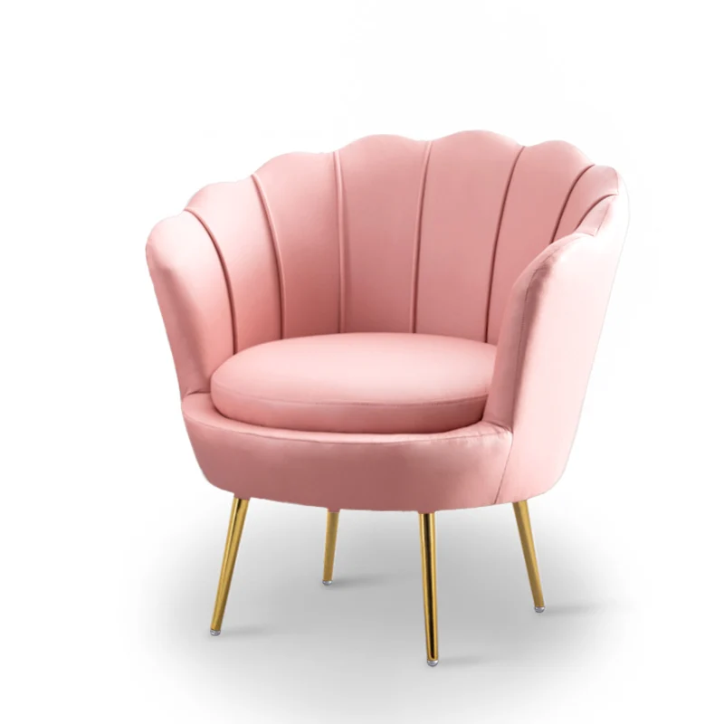 Contemporary Creative Curved Round Synthetic Fabric Metal Accent Chair Backrest Armless For Living Room