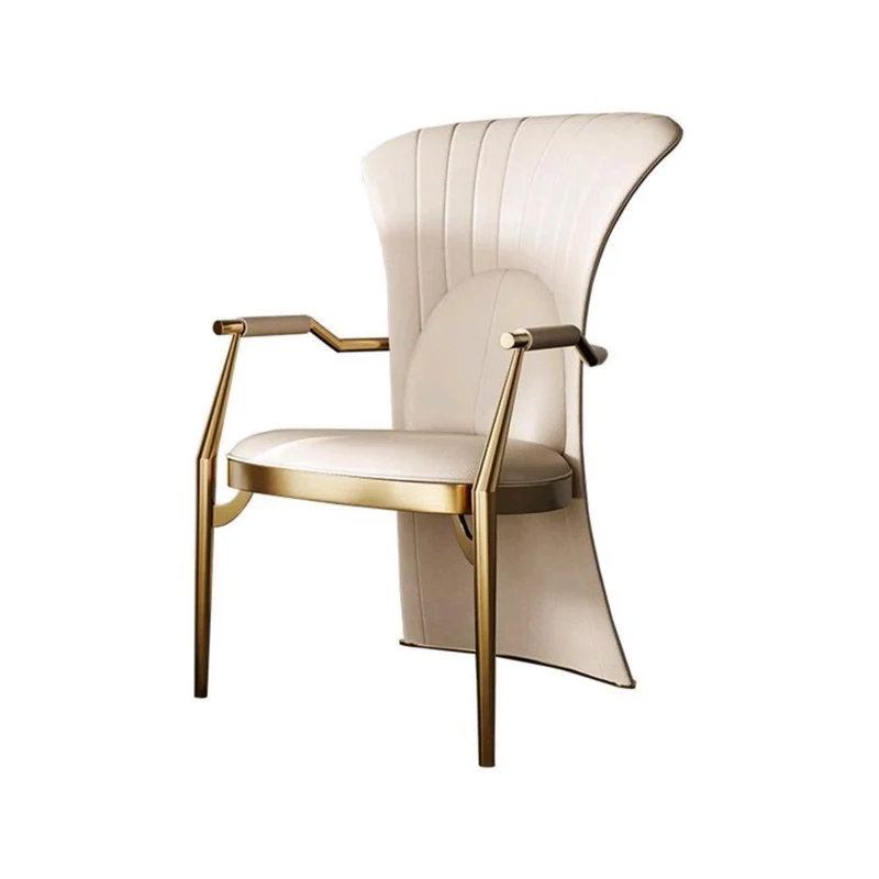 Modern Luxury Faux Leather Stainless Steel Square Dovetail Dining Chair Backrest Armrest For Dining Room