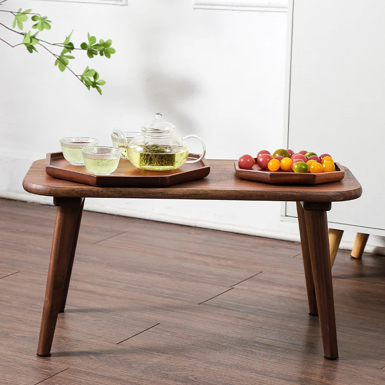 Traditional Chinese Rectangle Smooth Corners Black Walnut End Table 1-Tier For Living Room