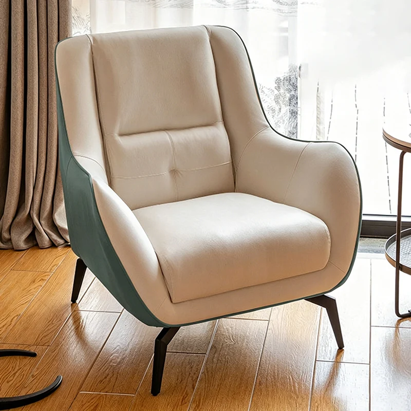 Contemporary Scandinavian Square Synthetic Fabric Upholstered Accent Chair Backrest Armrest For Living Room