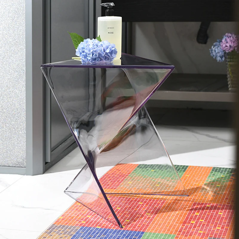 Contemporary Creative Irregular Geometry Triangle PC End Table 1-Tier For Living Room