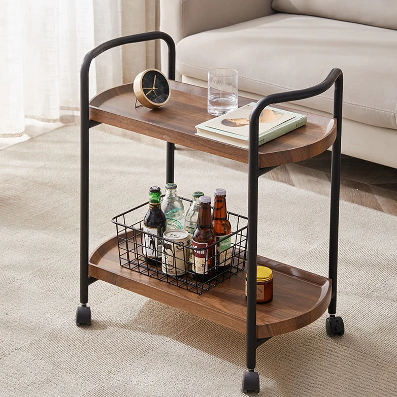 Modern Minimalist Removable Armrest Rectangular MDF Metal End Table 2-Tier For Living Room