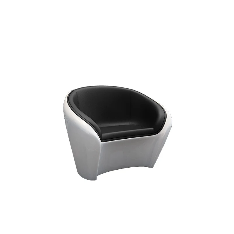 Contemporary Scandinavian Artificial Leather Fiberglass Oval Accent Chair & Table Set For Living Room