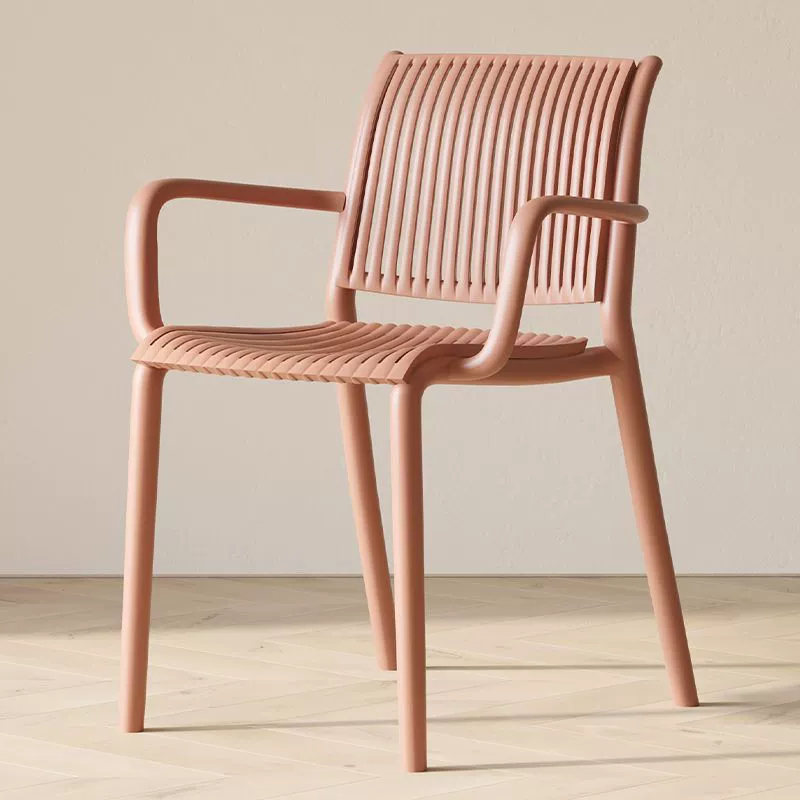 Modern Simplicity Rectangular Back Plastic Dining Chair Backrest Armrest For Dining Room