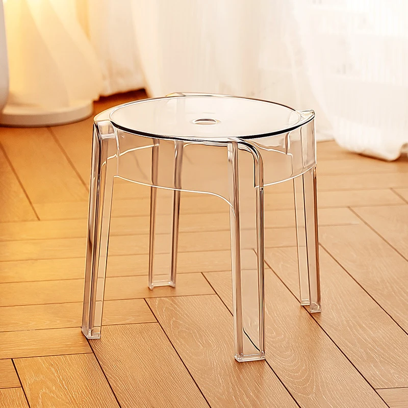 Contemporary Nordic Round Full Acrylic Footstool Backless Armless For Living Room