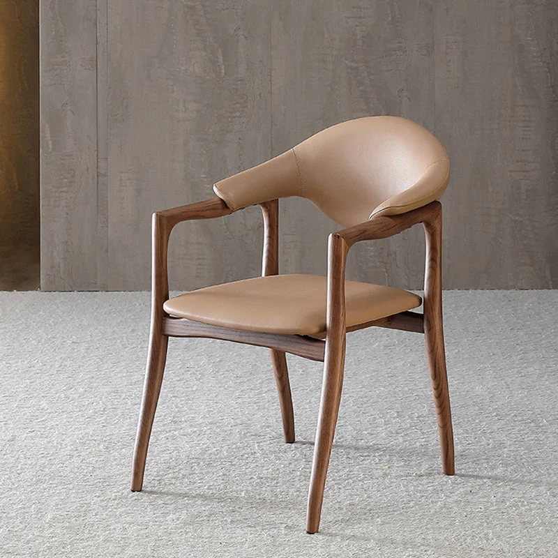 Contemporary Simplicity Ash Faux Leather Dining Chair Backrest Armrest For Dining Room