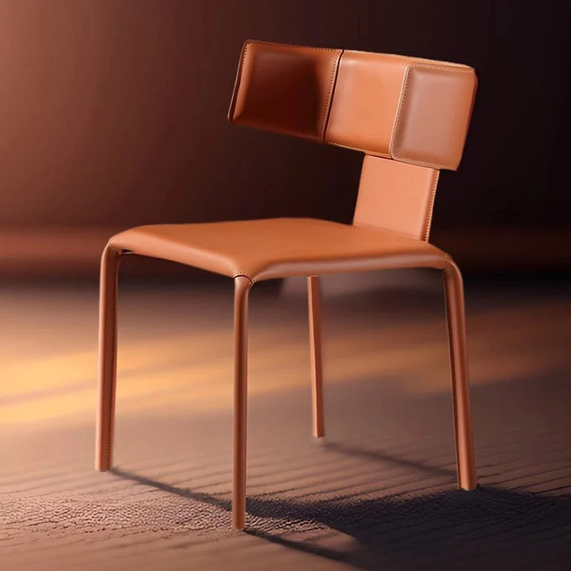 Contemporary Luxury Square Microfiber Leather Metal Plywood Frame Dining Chair Backrest For Dining Room