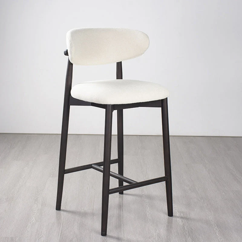Modern Minimalist Round Upholstered Faux Leather Carbon Steel Bar Stool Curved Backrest For Dining Room