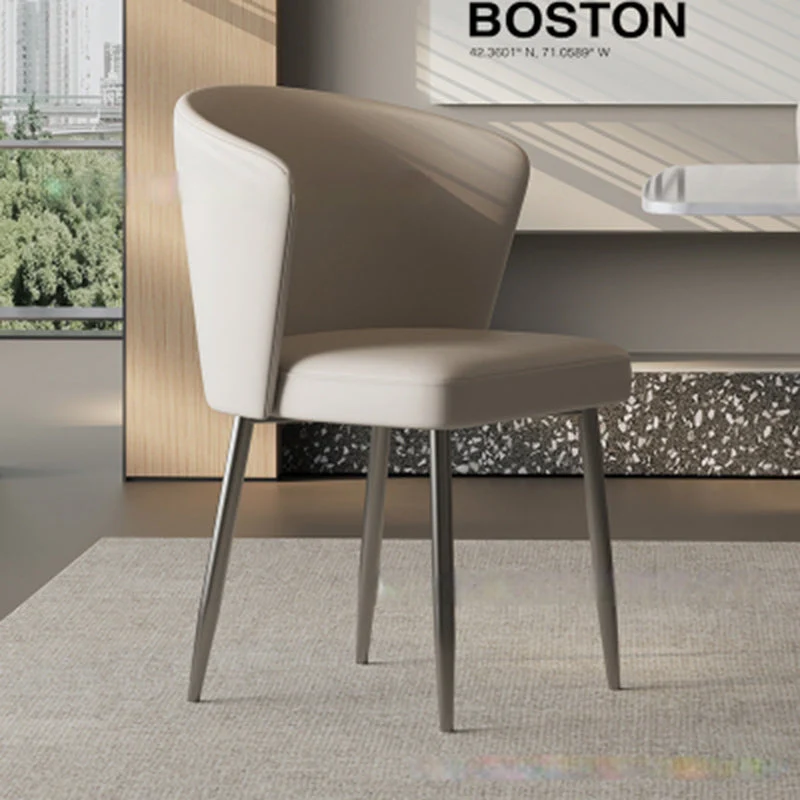 Contemporary Luxury Square Upholstered Microfiber Leather Carbon Steel Dining Chair Curved Backrest For Dining Room