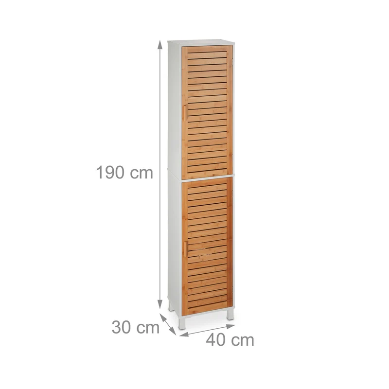 Armoire haute de salle de bain design épuré 180 x 60 x 30 cm 6 compartiments réglables en MDF blanc 13_0015842
