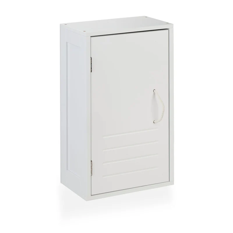 Armoire murale de salle de bain compacte rangement petit espace 60 x 30 x 60 cm en bois blanc 13_0013333