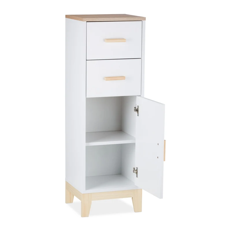 Étagère de salle de bain compacte avec 2 tiroirs 80 x 30 x 15 cm design élégant finition mate en MDF blanc 13_0011716