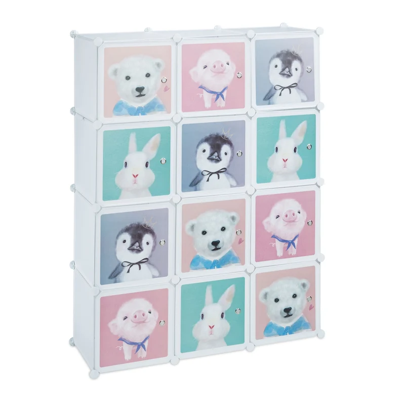 Armoire modulable pour enfants 6 cubes 2 cubes hautes tringle pratique chambre cosy en MDF blanc 13_0011150