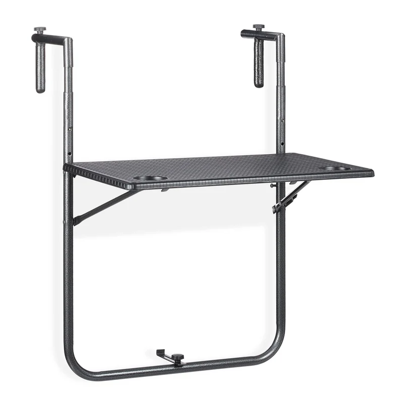 Table suspendue peu encombrante pratique balcon 80 x 40 x 4 cm en plastique noir 13_0010262