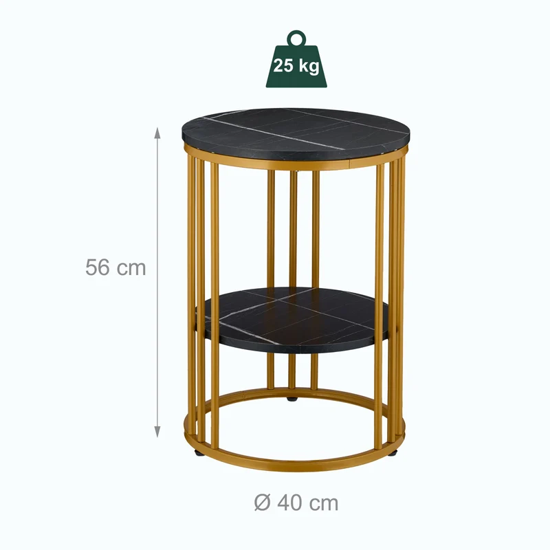 Table d'appoint design moderne 2 plateaux 50 x 50 x 50 cm en MDF noir 13_0017068